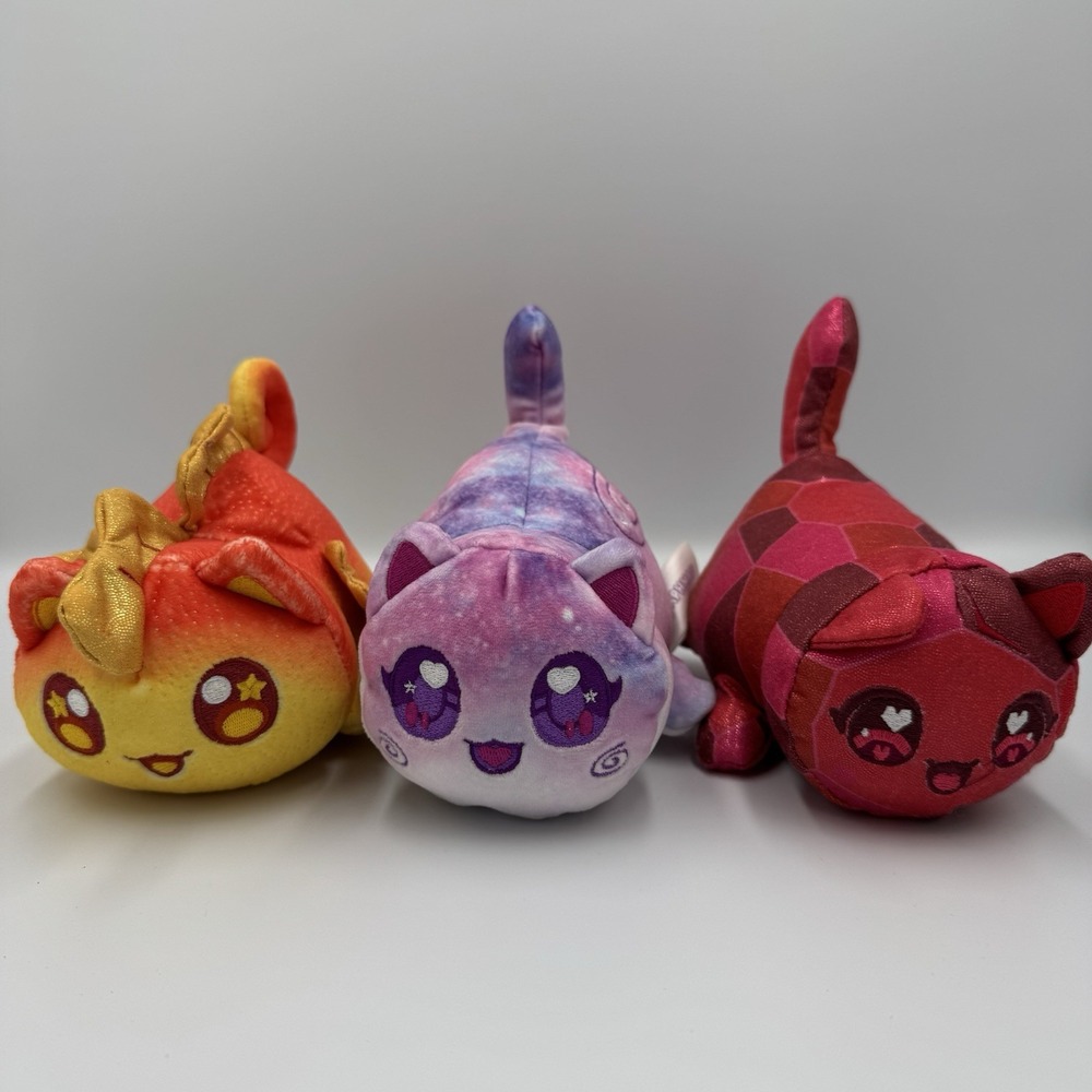 Aphmau Cat meemeows Plush Lot of 3 Stuffed Animals Small 6" Sun, Galaxy & Ruby